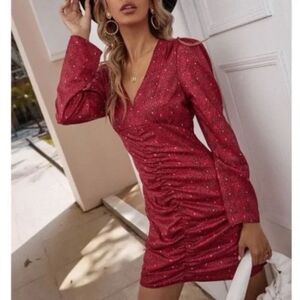Zara Elegant Red‎ Ruched Dress Sz L